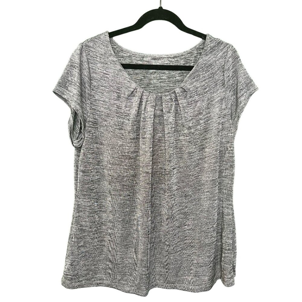 Worthington Womens Top Size XL Heather Gray Short Sleeve Pull On